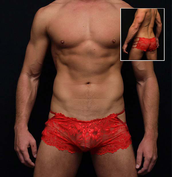 red men's male lace underwear