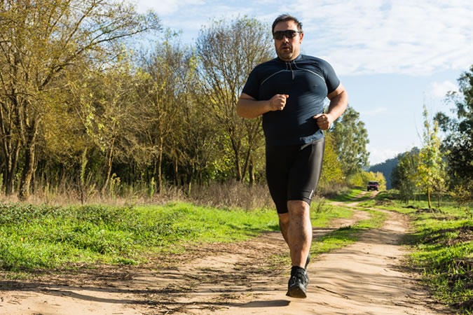 Large man running