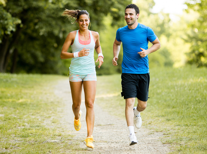 couple jogging outside