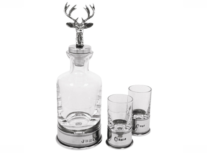 English Pewter Company Stag Mini Decanter & Glass Set